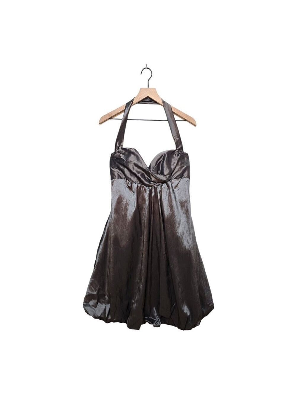 JLM NWT Couture Silver Sweetheart Halter Neck Bubble Hem Formal Dress Sz 12